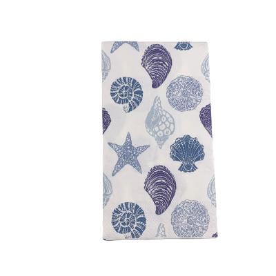 China Ocean Folded Shell Printed Theme with Logo Paper Napkin Towel Napkin Customized in stock for sale