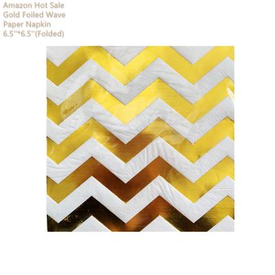 China Virgin Wood Pulp Gold Foiled Party Decoration Wave Party Hot Selling Amazon Style Disposable Paper Napkins for sale