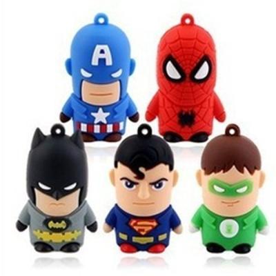 China Bulk Cheap Fashionable Superman/Spider-man Pen Driver 8GB 16GB Siliconeusb Silicone PVC For Batman for sale