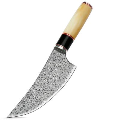 China Viable Professional Camel Bone Handle 6.4 Inch Butcher Knife 67 Layer Damascus Steel Boning Knife for sale