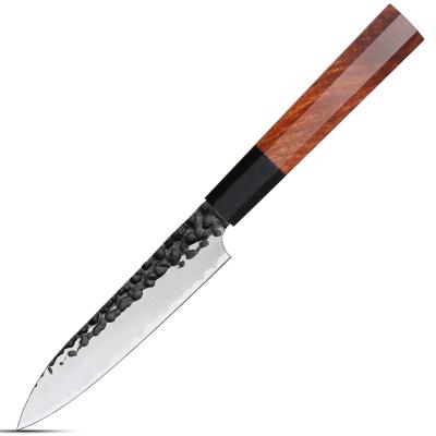 China Latest Viable High Carbon Steel 9CR18 Serving Knife, 5 Inch Forged Paring Knife Multipurpose Knife With Ebony Wood And Rosewood Handles for sale