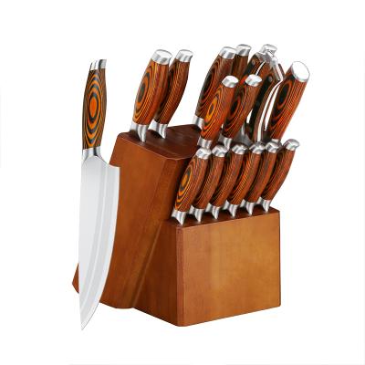 China Sustainable High Quality Kitchen Knife Set Stainless Steel Knife Block Set for sale