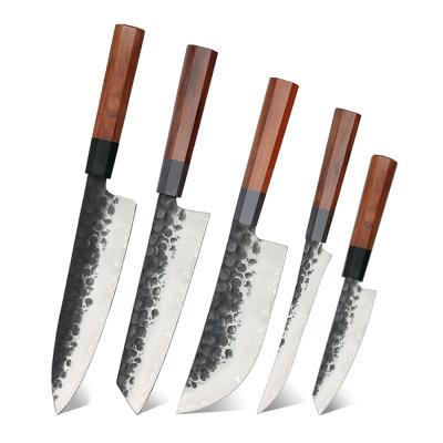 China Viable Japanese Professional Knife Set Cutting Damascus Steel Chef Knife Set With Wooden Handle for sale