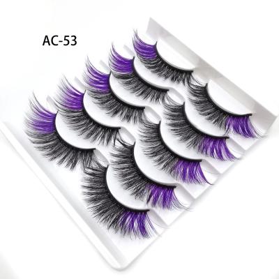 China Cheap Colorful Color Faux Mink Eyelash Strip Eyelash With Stage Custom Party Package Logo Silk Lashes Colored Eyelashes Color Faux Mink Eyelash for sale