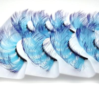 China Faux Mink Eyelash 5 Pairs 6D 8D Cruelty Free Fluffy Mink Lashes Gradient Color Eyelashes Suit Set Fluorescent 3D Full Strip Lash Lashes for sale