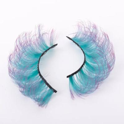 China 5 Pairs 3D Cruelty Faux Mink Eyelash 8D Fluorescent Strip Lashes Full Color Gradient False Mink Eyelashes Fluffy Free Costume Kit for sale