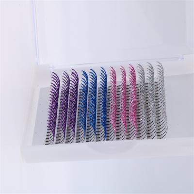 China Wholesale Natural Customized 12 Fancy Eyelash Extension Rows Diamond Spikes Eyelashes Blue Purple Sparkle Colorful Fairy Lashes for sale