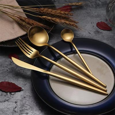 China High End Viable Gold Stainless Steel Cutlery Set 24pieces 16pieces Knife Spoon Fork Set For Custom Packing for sale