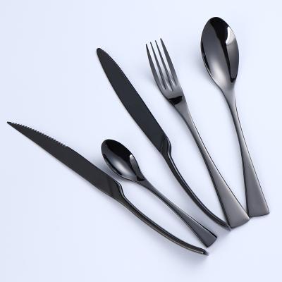 China Sustainable Luxury Stainless Steel Black Mirror Titanium 18/10 Cutlery Flatware Set for sale