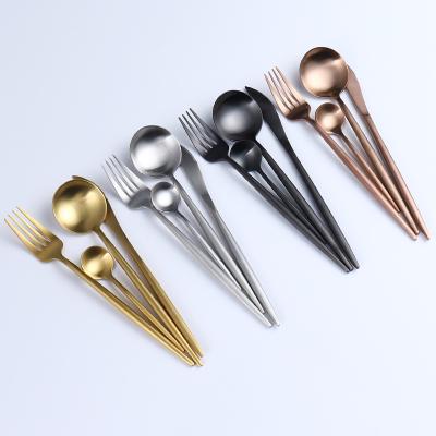 China Sustainable High Quality Flatware Matte Wedding Gold Titanium Stainless Steel Cutlery for sale