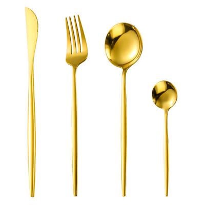 China Viable Luxury Mirror Flatware Set Polish Shiny Gold Stainless Steel Cutlery Set For Wedding for sale