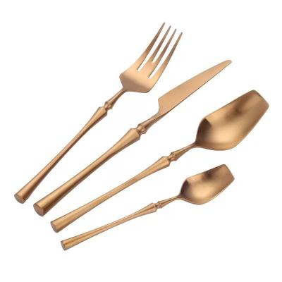 China Wedding Sustainable Banquet Polish Stainless Steel Classic Matte Gold Cutlery for sale