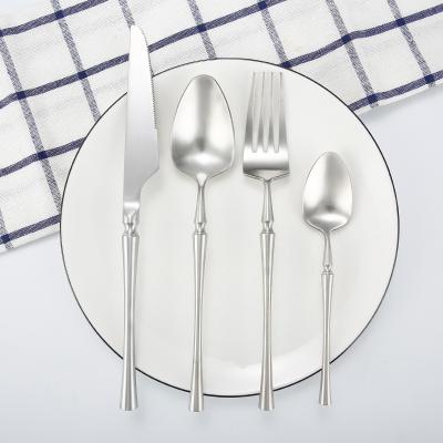 China Durable Elegant Matte Polish Stainless Steel Knives Spoons Forks Flatware, Stainless Steel Cutlery Set For Wedding for sale