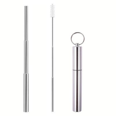 China Amazon Viable Straw Stainless Steel Collapsible Collapsible Reusable Telescopic Straw With Travel Case for sale