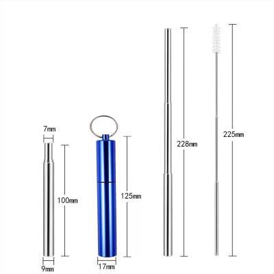 China Straw Stainless Steel Brush Sustainable Reusable Telescopic Straw With Case for sale