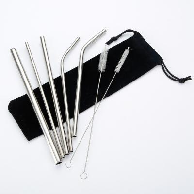 China Wholesale Bar Accessary Drinking Straw Set With Custom Eco Friendly Reusable Straw Set Logo Metal Colored 304 Stainless Steel for sale