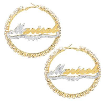 China Hiphop Stainless Steel Earring Hoop Earrings Bamboo Circles Gold Plated Personalized Circle Name Earrings For Women for sale