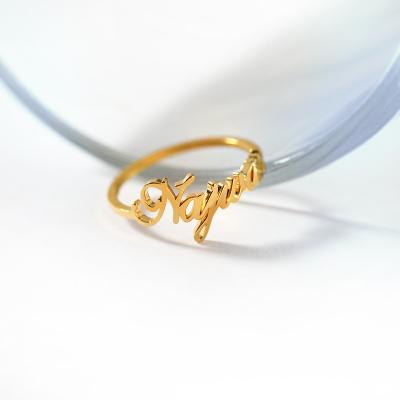 China Jiushang 18k Romantic Gold Plated Ring Custom Personalized Name Ring For Women for sale