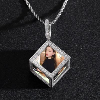 China BOHEMIA Hip Hop Jewelry Iced Out CZ Zircon Pendant Necklaces In Memory Cubic Custom Photo Cube Lockets for sale