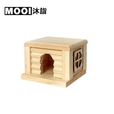 China Best Selling Sustainable Natural Wooden Hamster House Small Different Shape Wooden Cage for sale