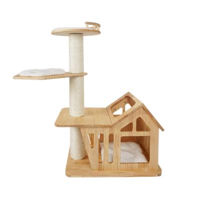 China Stocked Climbing Cat Tree House Cat Toy Hammock for Scratc Cat Scratcher Tower Housing for sale