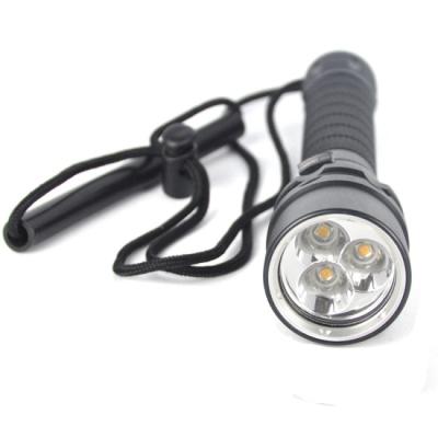 China Shenzhen High Brightness 3*XM-L L2 LED 3000Lm Aluminum Camping Diving Flashlight Submerge 200m Waterproof Diving Flashlight for sale