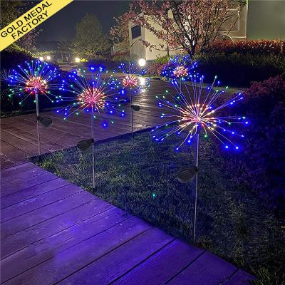 China Holiday Decoration Decorative Solar Garden Lights, Outdoor Waterproof Holiday Firework Bulb Stake Landscape Flowers Solar Firework Light for sale