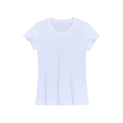 China Custom White Soft Women's T-shirt Polyester Women's Plain O-neck T-shirt Anti-Shrink T-shirt for sale