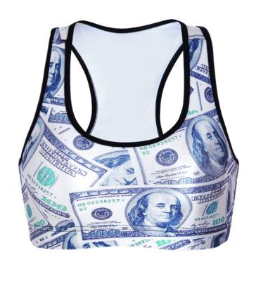 China [Knitting] Digital Sports Yoga Printing Fashion Four Seasons Breathable Underwear Women's Running No Underwire Vest Express for sale