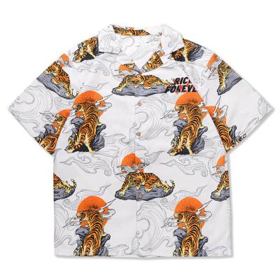 China Anti-pilling 2020 new in the inch male original brand stock shirt summer casual shirt tide tiger printed men's shirt for sale