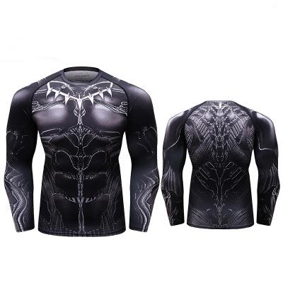 China Wholesale Compression Sports Fitness China Long Sleeve 3D Printing T Shirt Men Breathable Sportswear T Shirt for sale