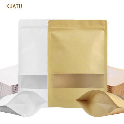 China Wholesale Biodegradable Brown Matte Window Paper Zip Lock Zipper Bag Biodegradable Factory Packaging for sale