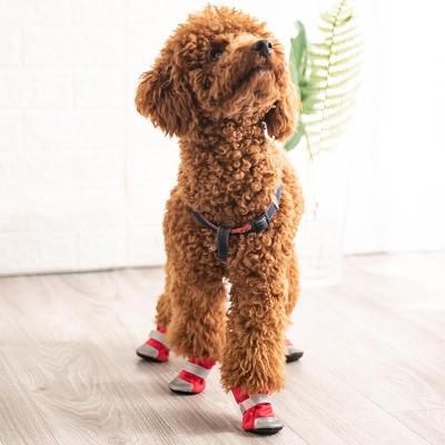 China Viable Dog Mesh Shoes Breathable Teddy Pomeranian Wear Resistant Non Slip With Velcro Attached Shoes for sale