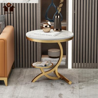 China Home Furniture Malaysia Modern Scandinavian Balcony Side Table Cheap Gold Marble End Table For Living Room for sale