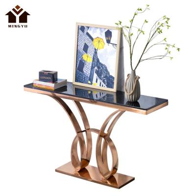 China Home Use Entrance Table Living Room Console Table Modern Postmodern Home Stainless Steel Corridor Marble Table for sale