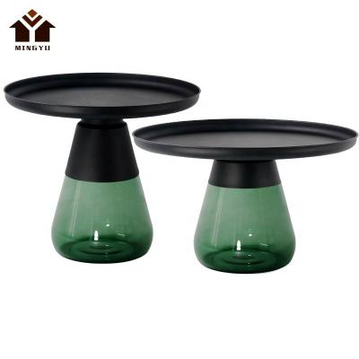 China Modern Factory Italian Style Glass Coffee Table Mushroom Shape Modern Center Table Set Living Room Tea Table Sets for sale