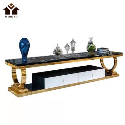 China Hot-selling Luxury Modern Marble TV Stand Living Room Bench New Style TV Popular Cabinet With Storage Drawers for sale