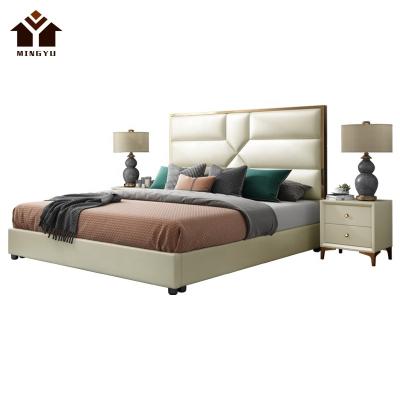 China Modern European Villa Bedroom Chesterfield Factory Price Soft Metal Recliner Bed Panel Hotel Room Bedroom Furniture for sale