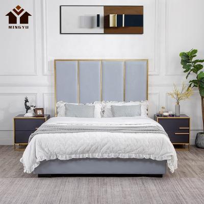 China Modern Dorm Queen Size Stable Structure Cheap Modern Tatami Panel Bed High Bed Storage Box Fabric Elegant Bedroom Bed for sale