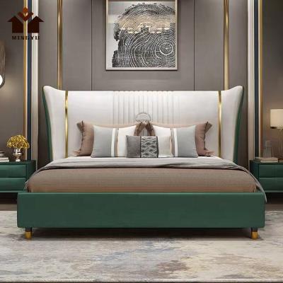 China Latest Retro Design Modern Wide Back Double Bed Comforter Bedroom Luxury High Quality Bed With A Large Drawer Poster Bed for sale