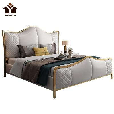 China New Custom Made Modern Stainless Steel Modern Soft Bed Furniture Bedroom Tatami Chesterfield Storage Bedding Set for sale