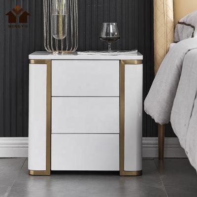 China Common Italian Bedroom Furniture Super Bedside Designer High Bedside Cabinet Modern White Custom Glass Lamp Table for sale