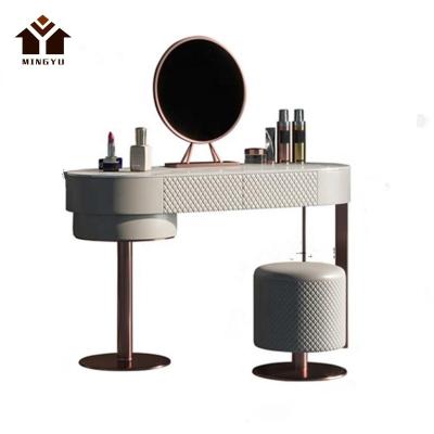 China Simplicity Modern Style Blue Makeup Table Set With LED Lights Integrated Delicate Dressing Table Stool Set Handmade Makeup Desk for sale