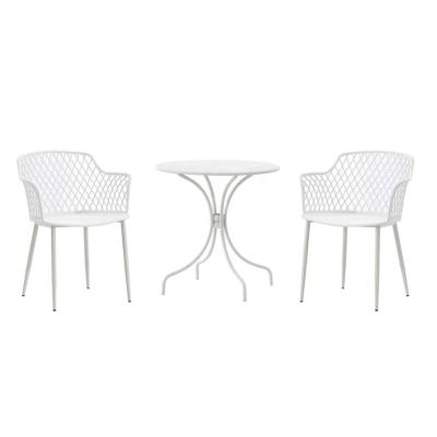 China 2022 UV-resistant Water Proof Rustproof Scandinavia Design Garden Balcony Table Chair Set White Modern Outdoor Cafe Set/ for sale