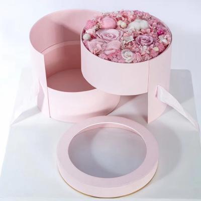 China Recycled Materials Hot Sale Products Handmade Luxury Flower Boxes Round Gift Packaging Boxes For Wedding Birthday for sale