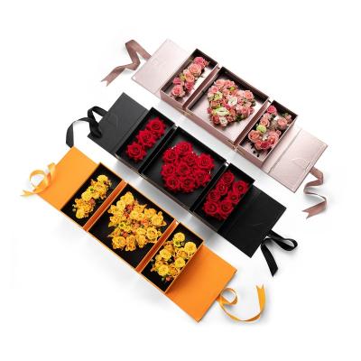 China Recycled materials wholesale double fold flower box gift box heart shape I LOVE YOU for valentine's day with ribbon for sale