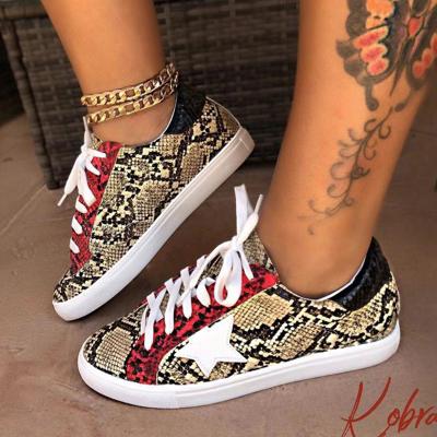 China Anti-Smell Hottest Snake Print Women's Shoes Sports Flat Style Sneakers For Women Sports Running Shoes for sale