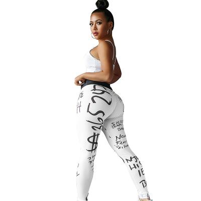 China Letter Printing Breathable Yoga Pants European And American Hip-Fitness Pants for sale