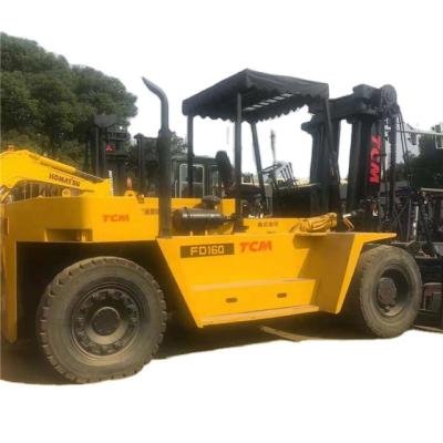 China Construction machinery used TCM diesel forklift 16TON fd160 high steps heavy duty diesel forklift for sale