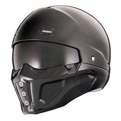 China Vintage Face Flip Up Open Face Helmet 4 Season Black Street Motorbike Motorcycle Helmet Protector Main Mount Shockproof Helmet for sale